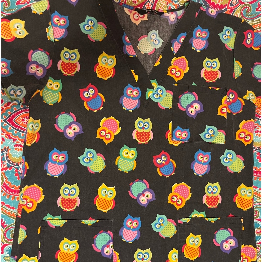 Scrub Top - Just Love - Owls